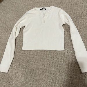 Brandy Melville Cream Henley Cropped
